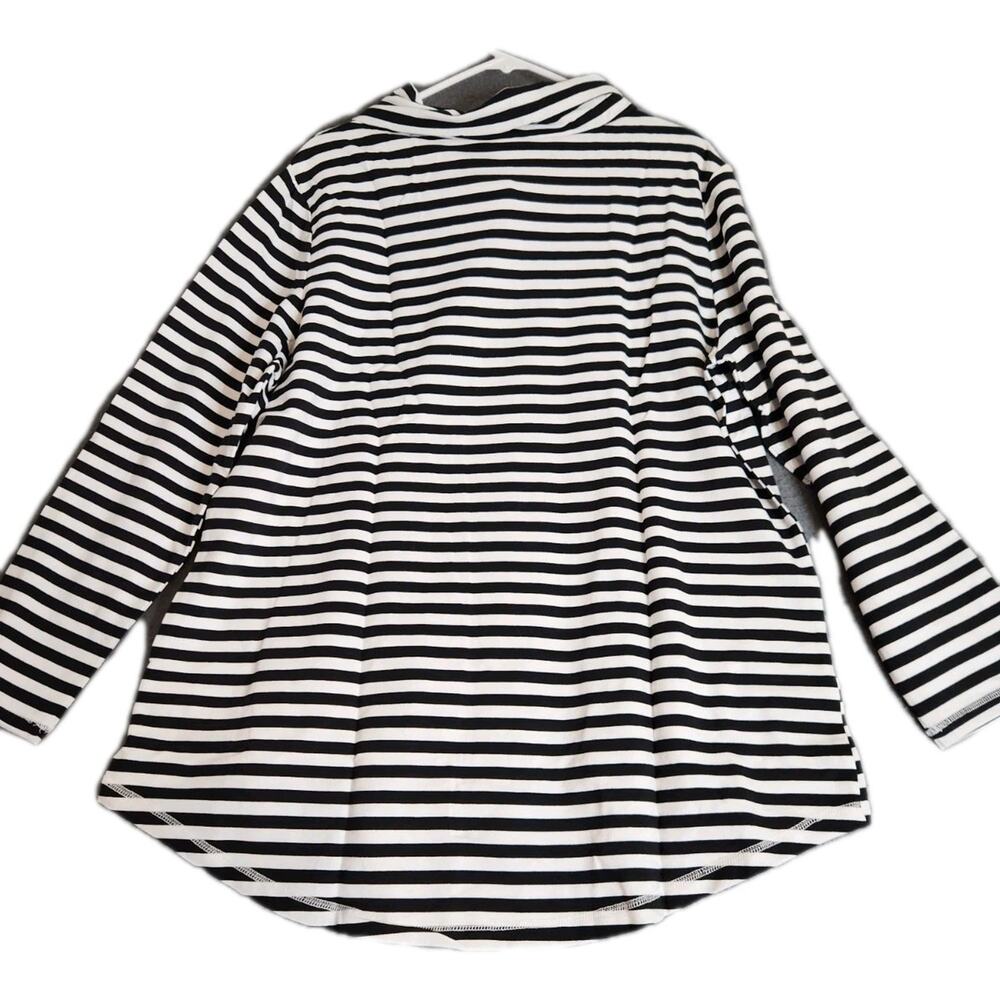 Quacker Factory Nautical Tunic Top Womens XL Black White Sequins Anchor Beach - Picture 3 of 9